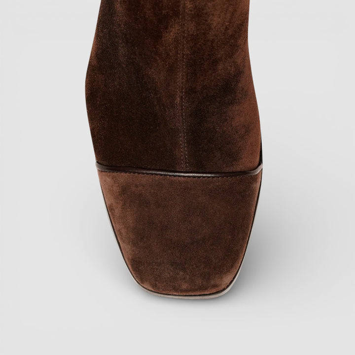 Vlasta - Elegantní Velurové Kozačky s Pohodlným Blokovým Podpatkem pro Celodenní Komfort