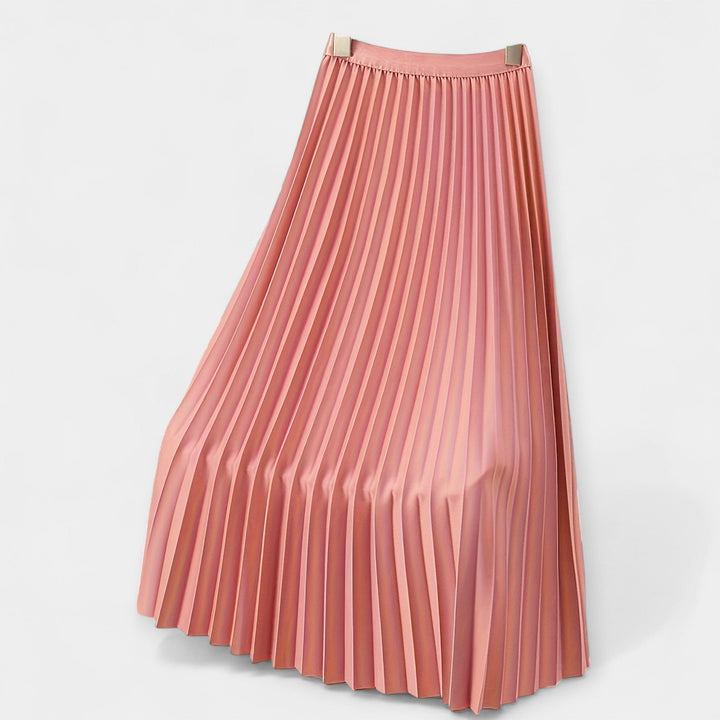 Dlouhá plisovaná saténová sukně