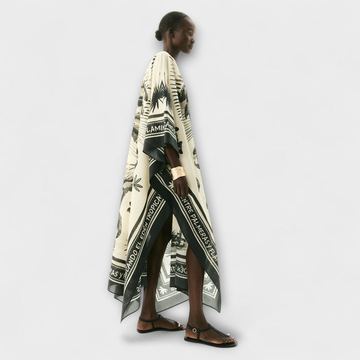 Melissa - Extra velký kaftan s potiskem plameňáka