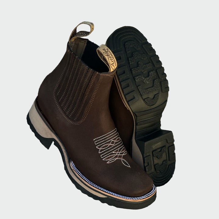 Kožené cowboyské kotníkové boty