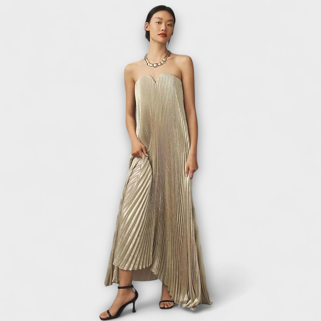 Michelle - Maxi šaty Sweetheart v oranžové květinové