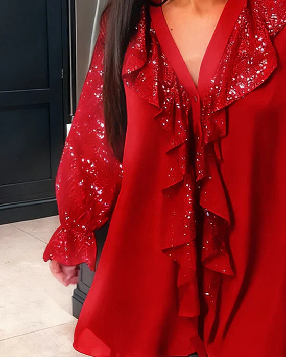 Blůza Valentina – Elegantní šifonová blůza s lesklými detaily