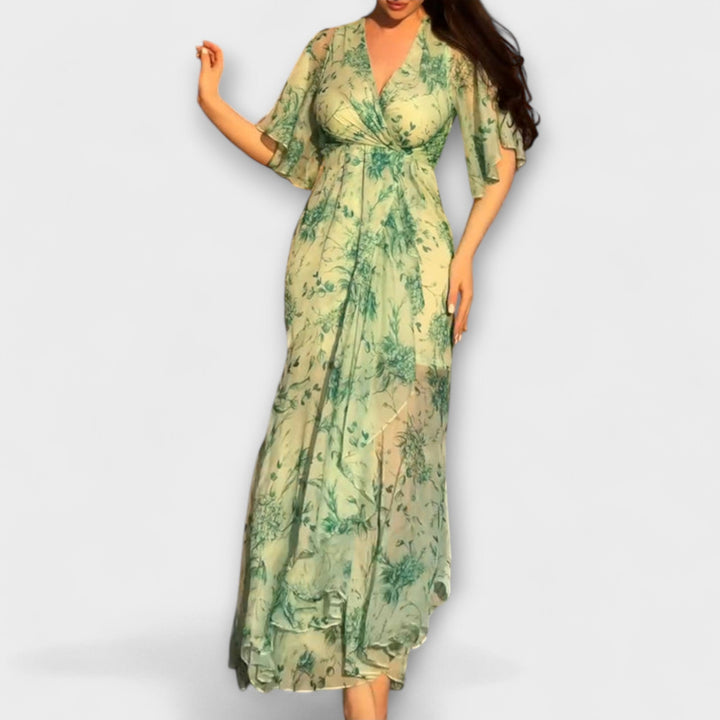 Lana - Stylové květinové šaty s V výstřihem