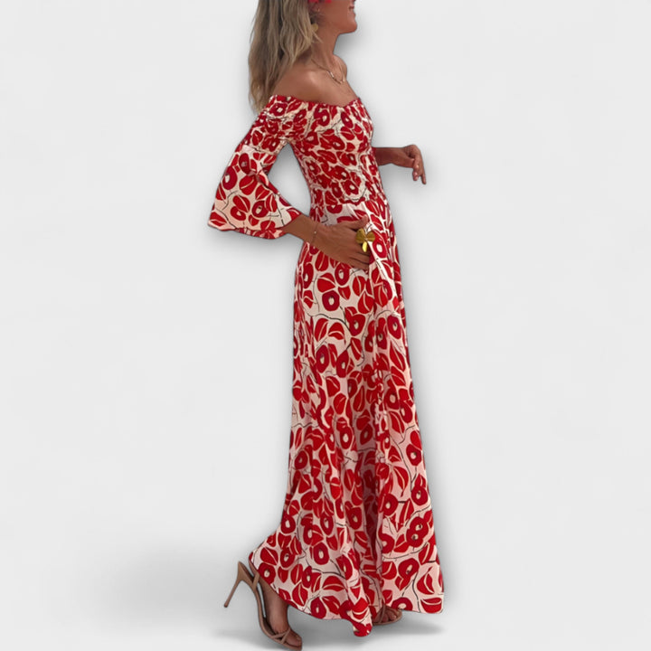 Bella - Šaty s odhalenými rameny a oceánovými květinami