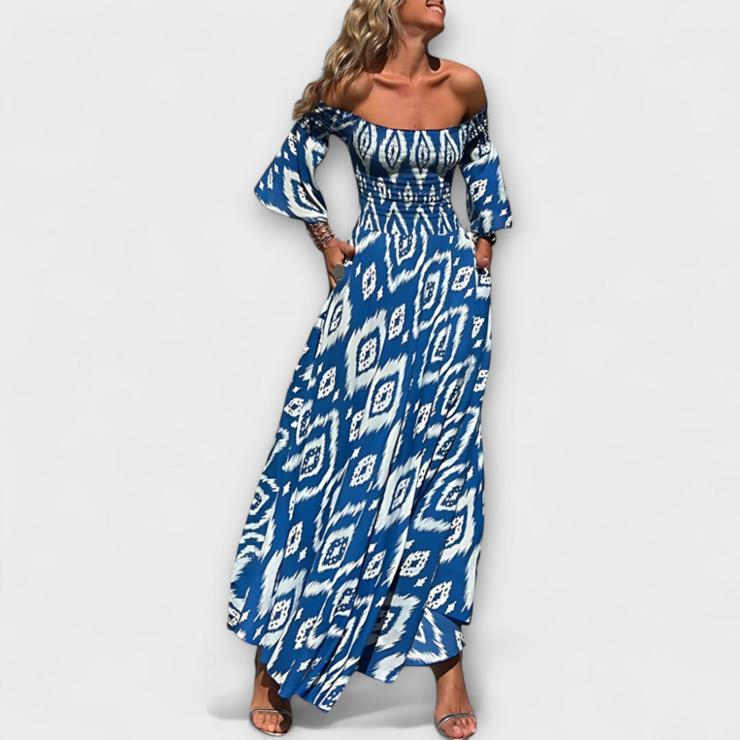 Bella - Šaty s odhalenými rameny a oceánovými květinami