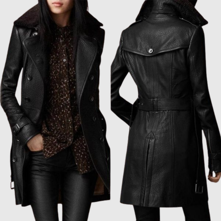 Dagmara | Elegantní kožený kabát