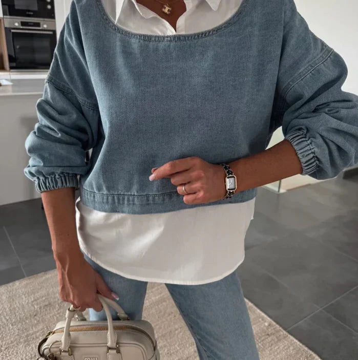 Awangardowy denim – dwuczęściowy komplet, który wyznacza trendy