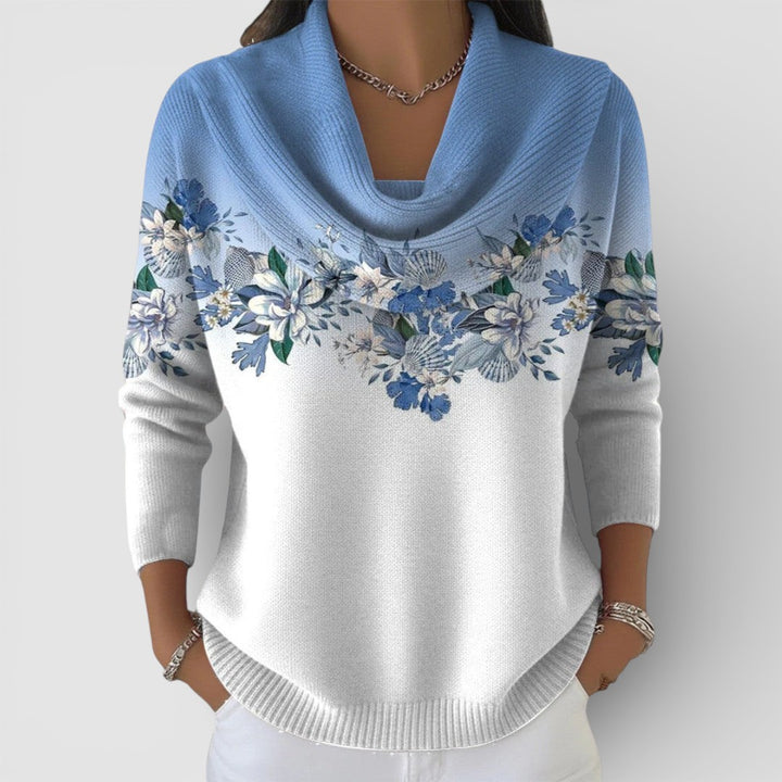 Alora - Pohodlný Květinový Svetr s Jemným Výstřihem pro Stylový Podzim