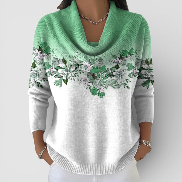 Alora - Pohodlný Květinový Svetr s Jemným Výstřihem pro Stylový Podzim