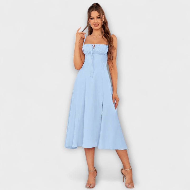 Naděje - Růžový top šaty s detailem rozparku