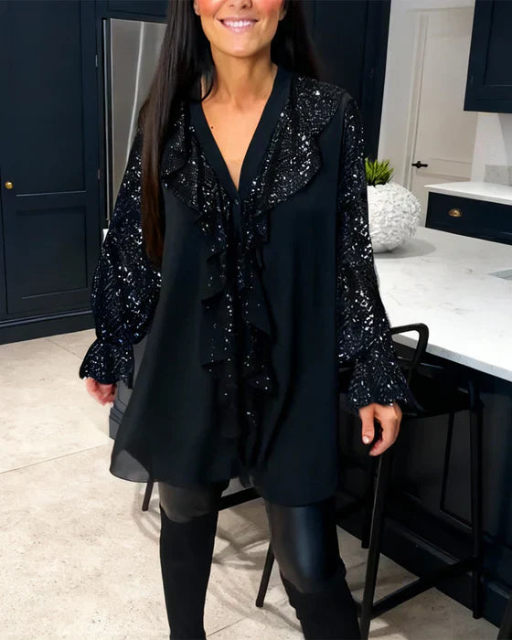 Blůza Valentina – Elegantní šifonová blůza s lesklými detaily