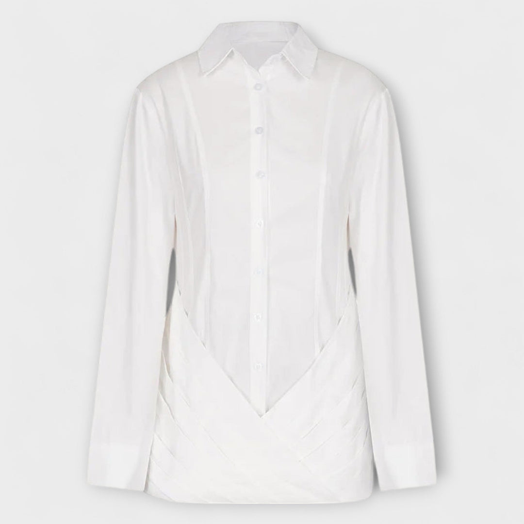 Indie - Bílé plisované šaty s dlouhým rukávem