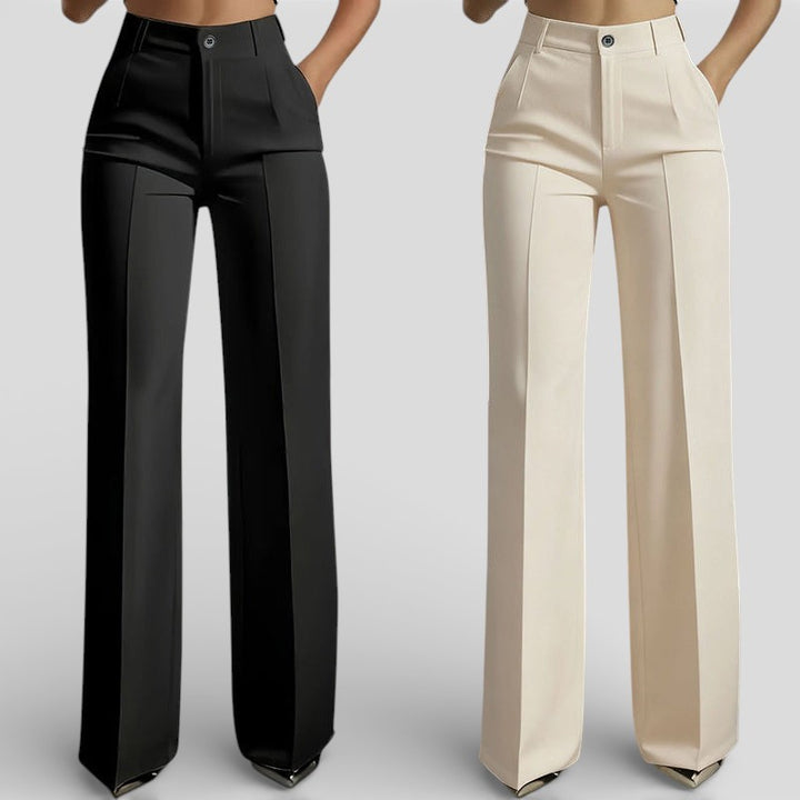 Veronika - Dámské kalhoty s vysokým pasem a elegantním rovným střihem