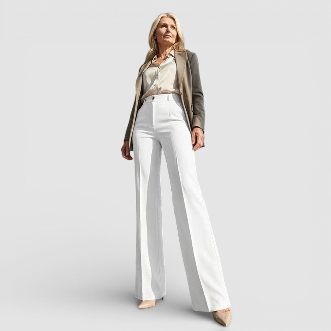 Veronika - Dámské kalhoty s vysokým pasem a elegantním rovným střihem