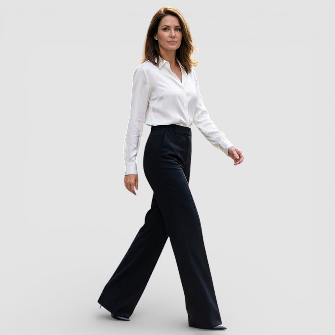 Veronika - Dámské kalhoty s vysokým pasem a elegantním rovným střihem