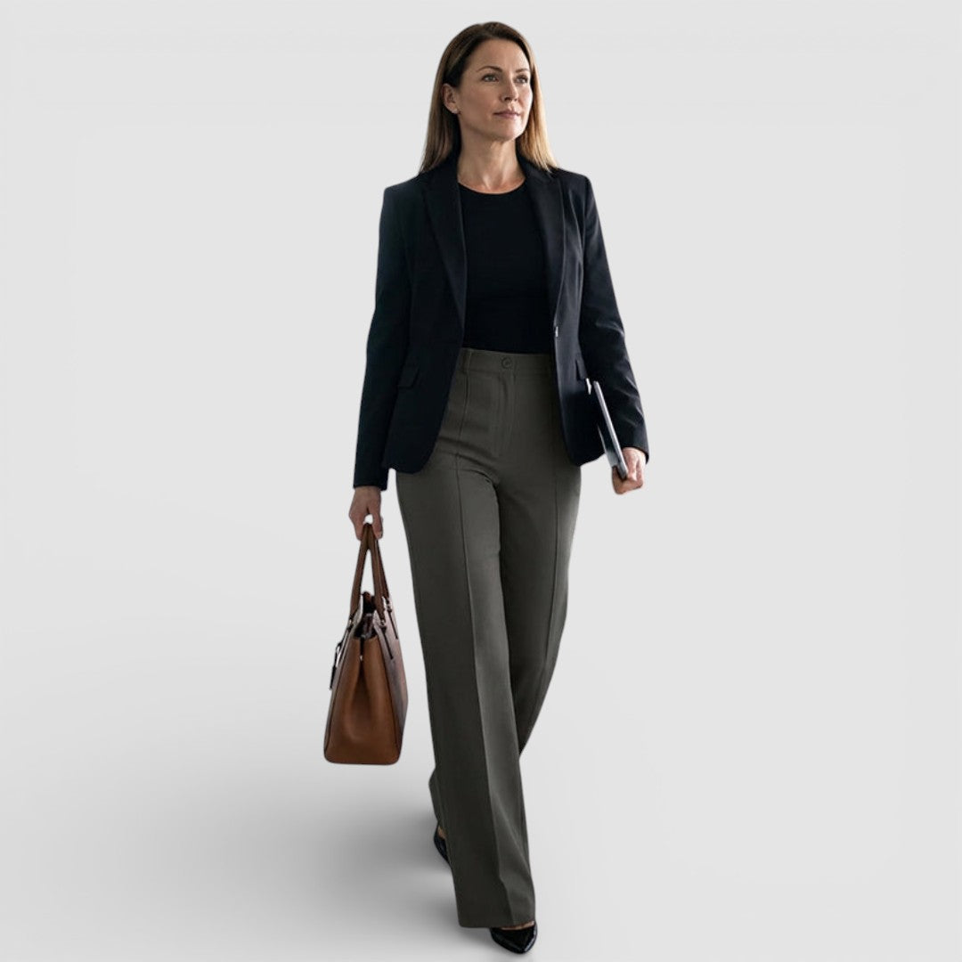 Veronika - Dámské kalhoty s vysokým pasem a elegantním rovným střihem